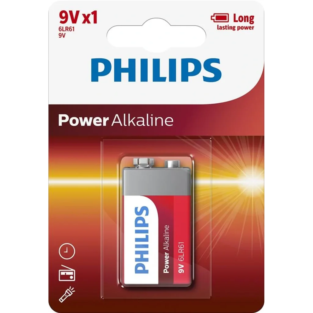Батарейка Philips Power Alkaline 6LR61 BLI 1 UA
